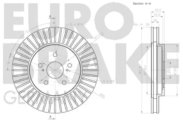 58152045168 EUROBRAKE Тормозной диск (фото 3)