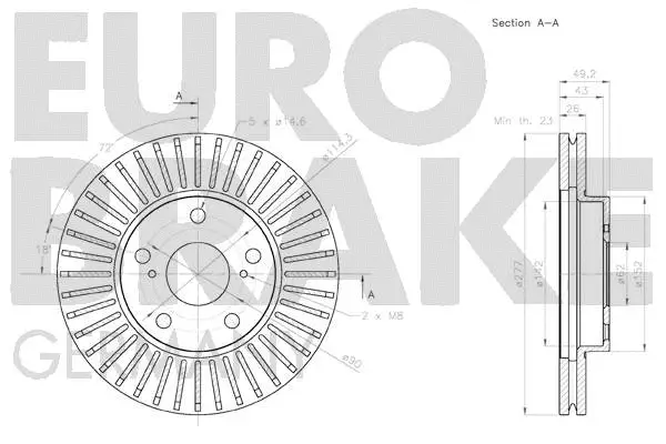 58152045170 EUROBRAKE Тормозной диск (фото 3)