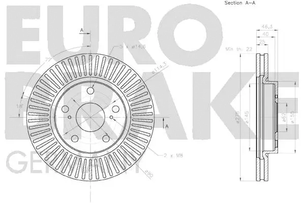 58152045173 EUROBRAKE Тормозной диск (фото 3)