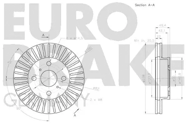 58152045174 EUROBRAKE Тормозной диск (фото 3)