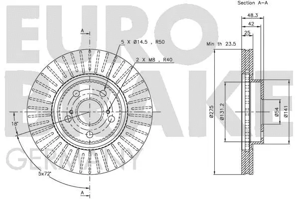 5815204557 EUROBRAKE Тормозной диск (фото 2)