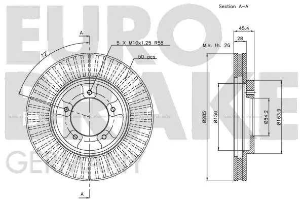 5815204561 EUROBRAKE Тормозной диск (фото 2)