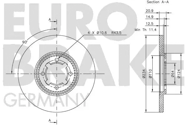 5815204568 EUROBRAKE Тормозной диск (фото 2)