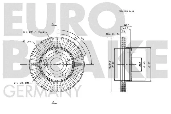 5815204569 EUROBRAKE Тормозной диск (фото 3)