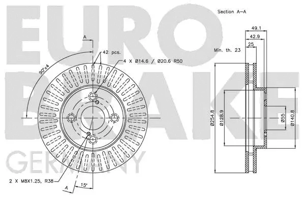 5815204582 EUROBRAKE Тормозной диск (фото 3)