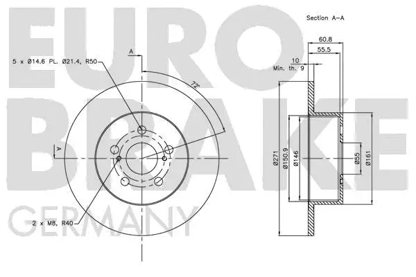 5815204593 EUROBRAKE Тормозной диск (фото 3)