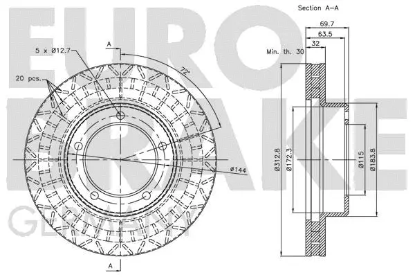 5815204597 EUROBRAKE Тормозной диск (фото 3)