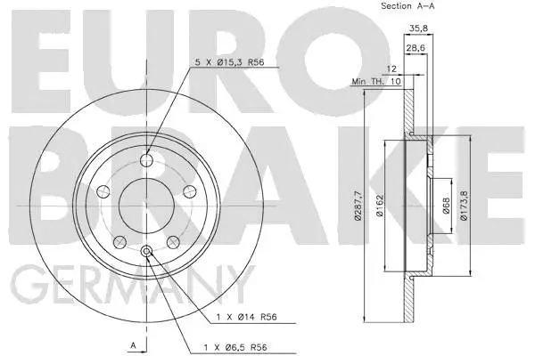 58152047111 EUROBRAKE Тормозной диск (фото 3)