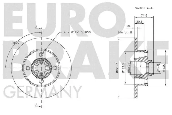 58152047121 EUROBRAKE Тормозной диск (фото 3)