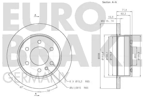 58152047122 EUROBRAKE Тормозной диск (фото 3)