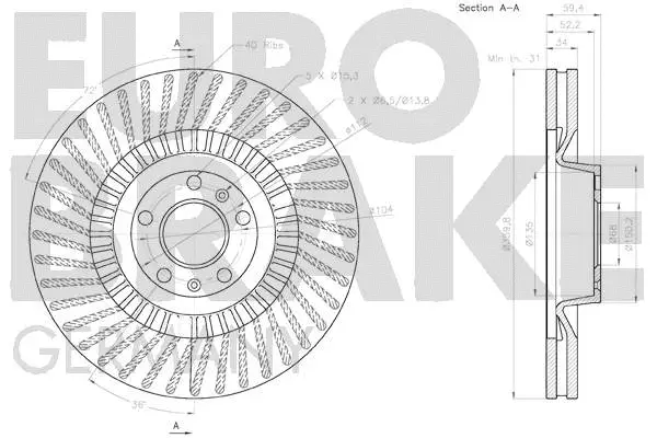 58152047125 EUROBRAKE Тормозной диск (фото 3)