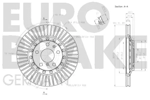 58152047126 EUROBRAKE Тормозной диск (фото 3)