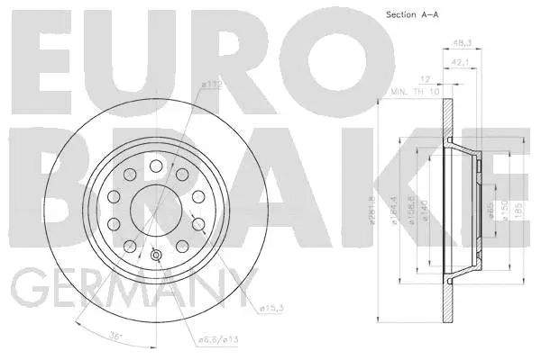 58152047133 EUROBRAKE Тормозной диск (фото 3)