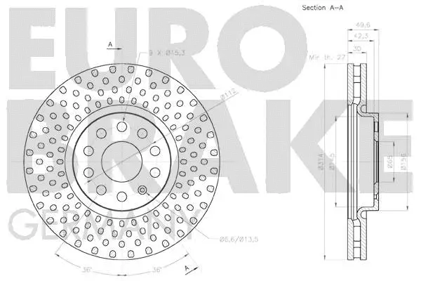 58152047146 EUROBRAKE Тормозной диск (фото 3)