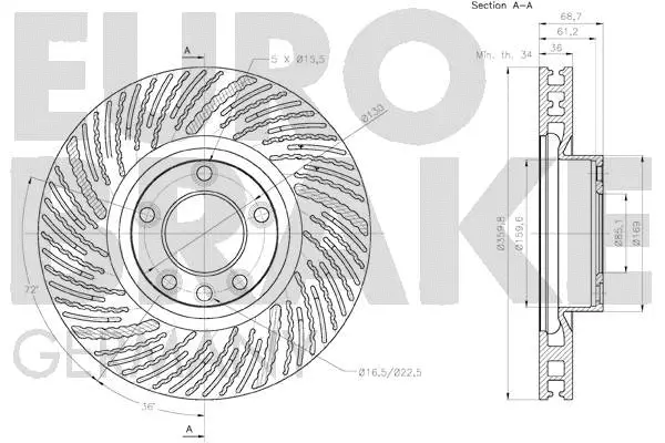 58152047151 EUROBRAKE Тормозной диск (фото 3)