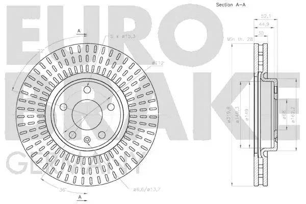 58152047153 EUROBRAKE Тормозной диск (фото 3)