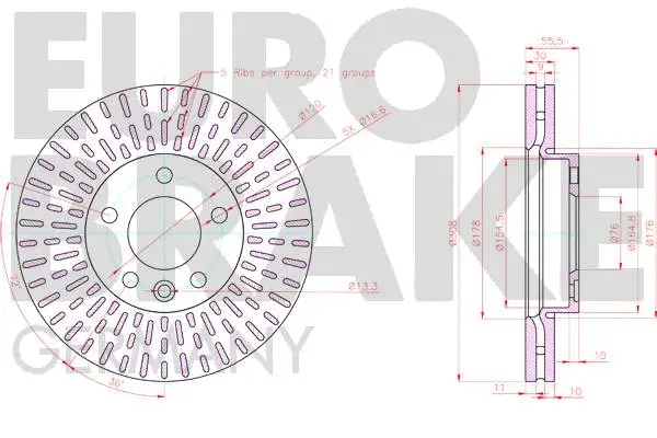 58152047171 EUROBRAKE Тормозной диск (фото 3)