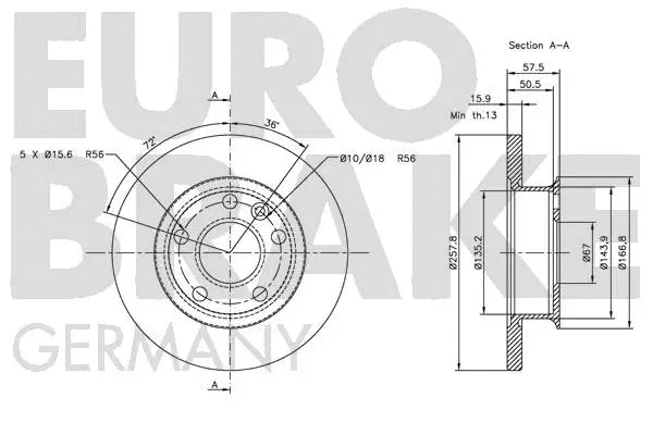 5815204731 EUROBRAKE Тормозной диск (фото 2)