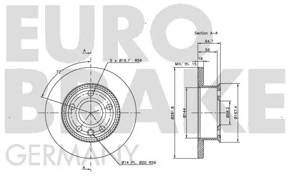 5815204746 EUROBRAKE Тормозной диск (фото 3)