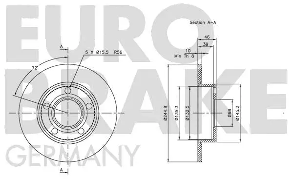 5815204747 EUROBRAKE Тормозной диск (фото 3)