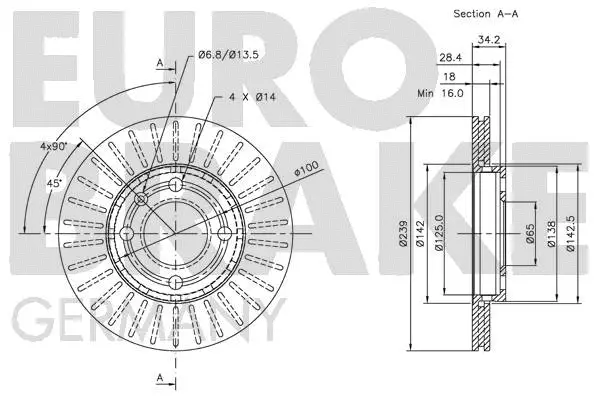 5815204756 EUROBRAKE Тормозной диск (фото 3)