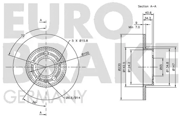 5815204761 EUROBRAKE Тормозной диск (фото 3)