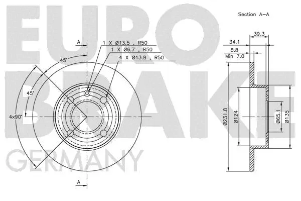 5815204771 EUROBRAKE Тормозной диск (фото 3)