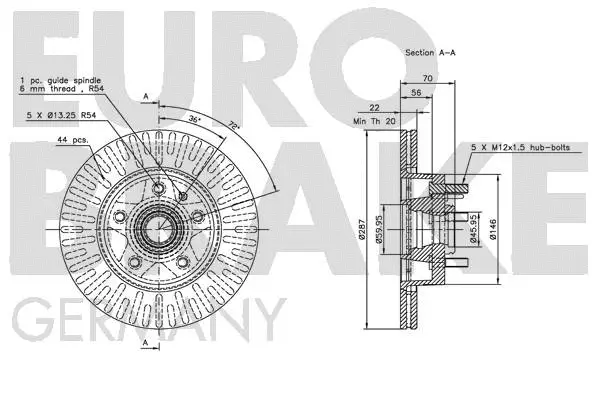 5815204814 EUROBRAKE Тормозной диск (фото 3)