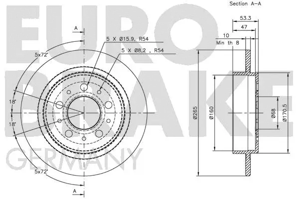 5815204827 EUROBRAKE Тормозной диск (фото 3)