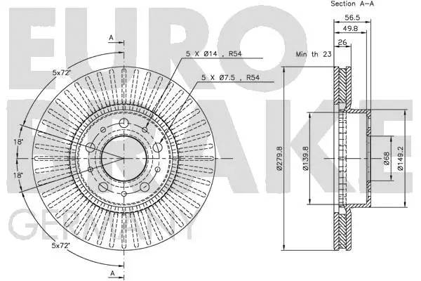 5815204831 EUROBRAKE Тормозной диск (фото 3)