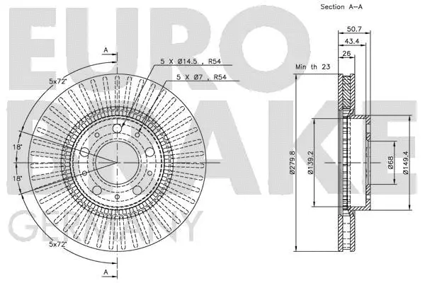 5815204832 EUROBRAKE Тормозной диск (фото 3)