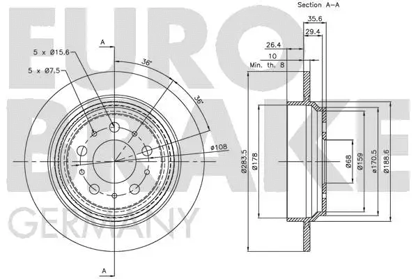 5815204846 EUROBRAKE Тормозной диск (фото 3)