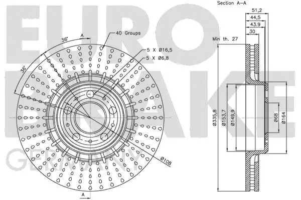 5815204853 EUROBRAKE Тормозной диск (фото 3)