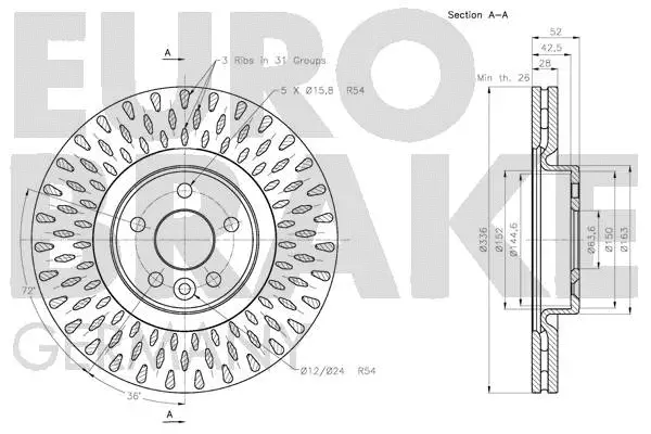 5815204856 EUROBRAKE Тормозной диск (фото 3)