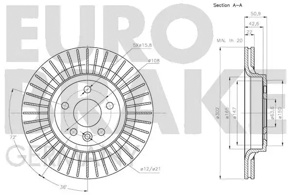 5815204861 EUROBRAKE Тормозной диск (фото 3)