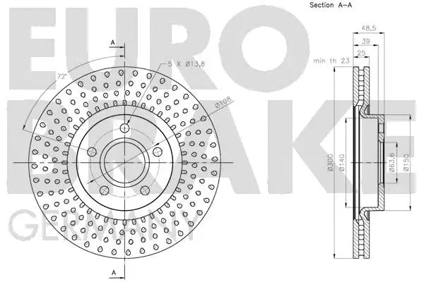 5815204864 EUROBRAKE Тормозной диск (фото 3)