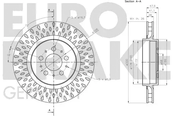 5815204867 EUROBRAKE Тормозной диск (фото 3)