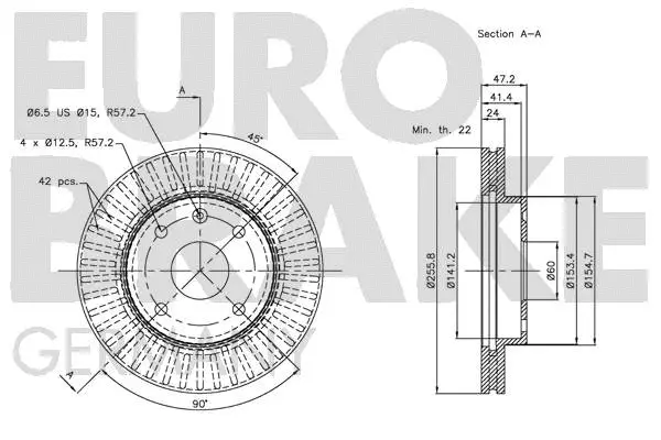 5815205010 EUROBRAKE Тормозной диск (фото 3)