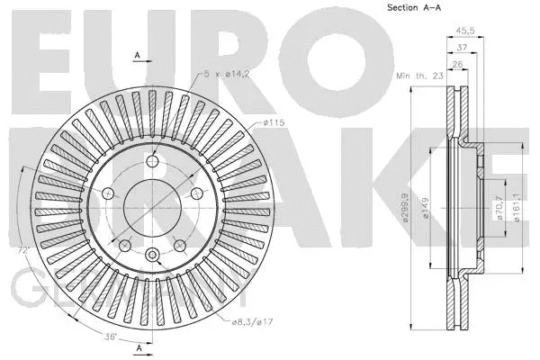 5815205015 EUROBRAKE Тормозной диск (фото 3)