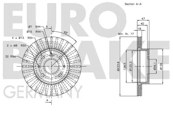 5815205106 EUROBRAKE Тормозной диск (фото 3)