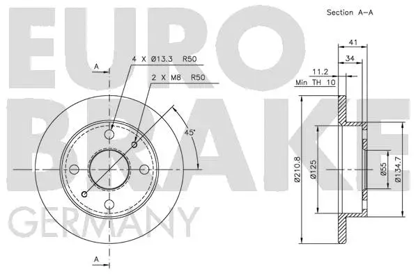 5815205109 EUROBRAKE Тормозной диск (фото 3)