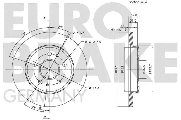 5815205112 EUROBRAKE Тормозной диск (фото 3)