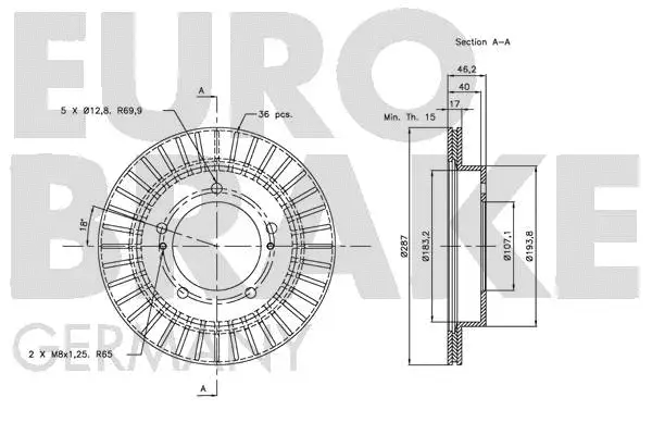 5815205207 EUROBRAKE Тормозной диск (фото 3)