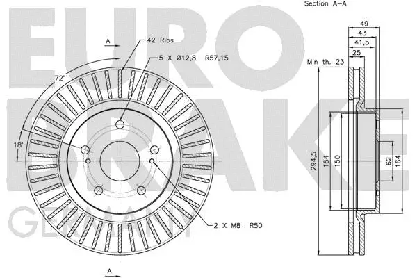 5815205216 EUROBRAKE Тормозной диск (фото 3)