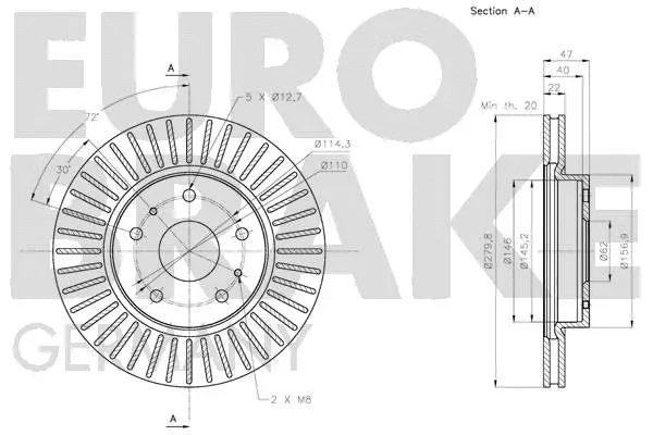 5815205219 EUROBRAKE Тормозной диск (фото 3)