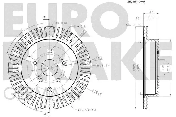 5815205221 EUROBRAKE Тормозной диск (фото 3)