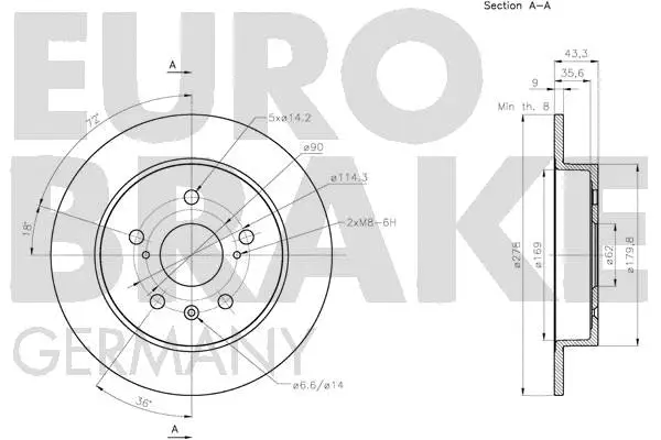 5815205223 EUROBRAKE Тормозной диск (фото 3)