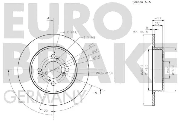 5815205225 EUROBRAKE Тормозной диск (фото 3)