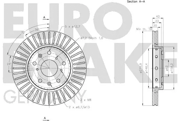 5815205226 EUROBRAKE Тормозной диск (фото 3)