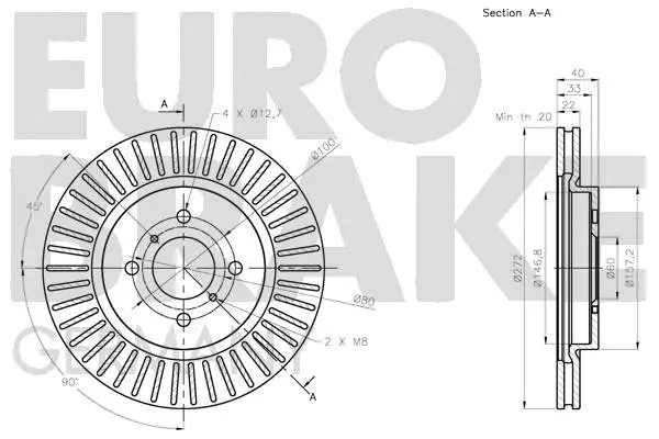 5815205228 EUROBRAKE Тормозной диск (фото 3)